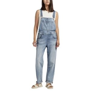 Women's Silver Baggy Straight Leg Overalls Small